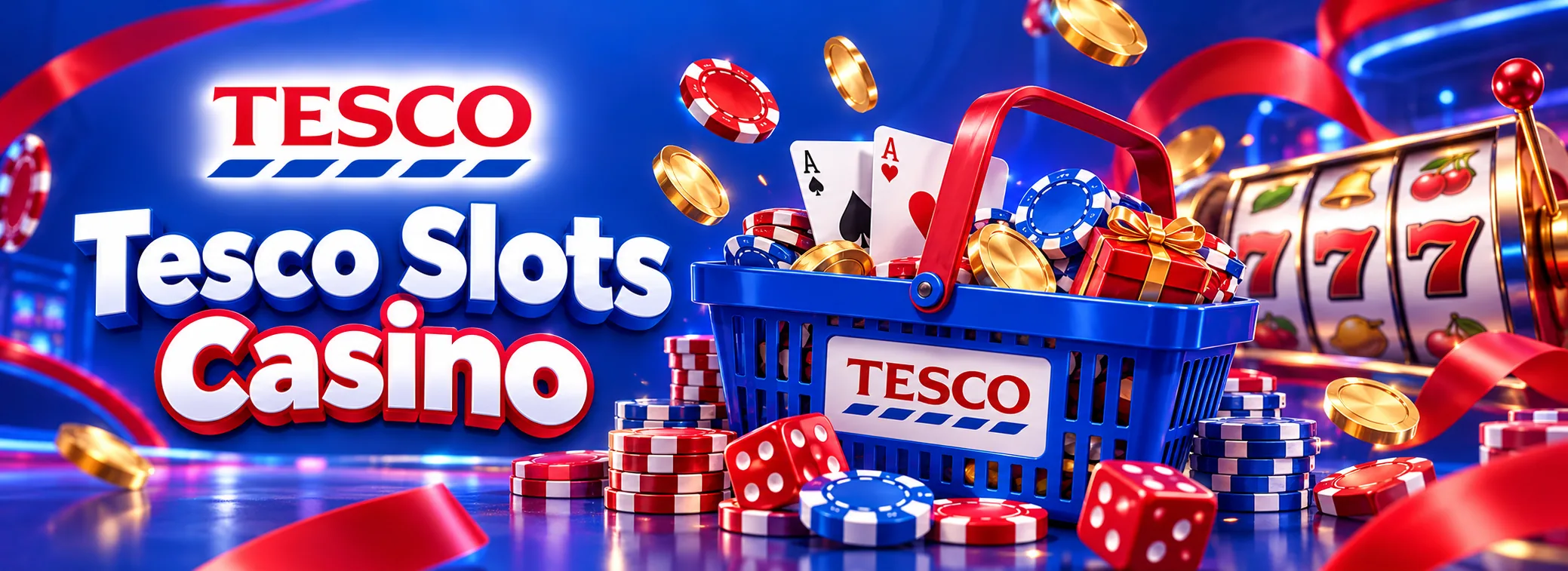 Tesco Slots Casino lobby artwork with Megaways reels and the £1,500 welcome match